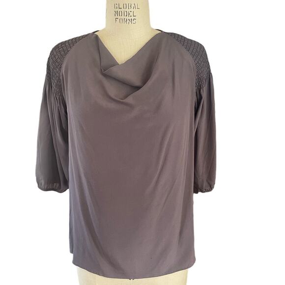 Bottega Veneta Silk Draped Neckline Gray Blouse Size 42 US 10 - Picture 1 of 6